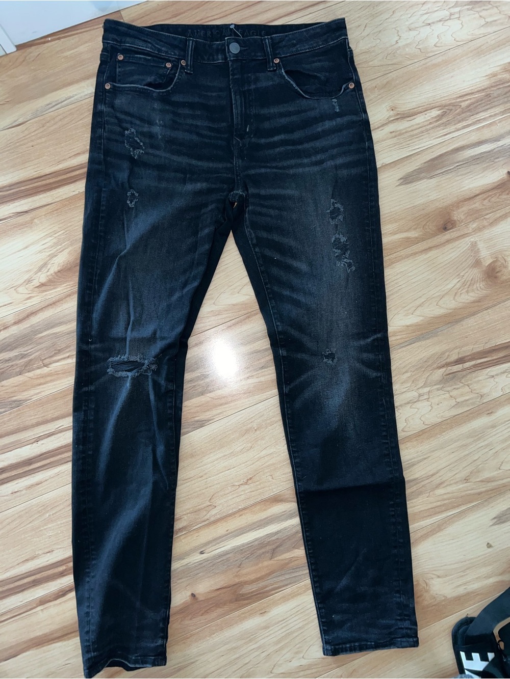 American Eagle Outfitters Black Slim Distressed Jeans